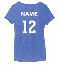 Load image into Gallery viewer, Ladies Triblend Royal Blue Cotton V-Neck
