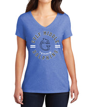 Load image into Gallery viewer, Ladies Triblend Royal Blue Cotton V-Neck
