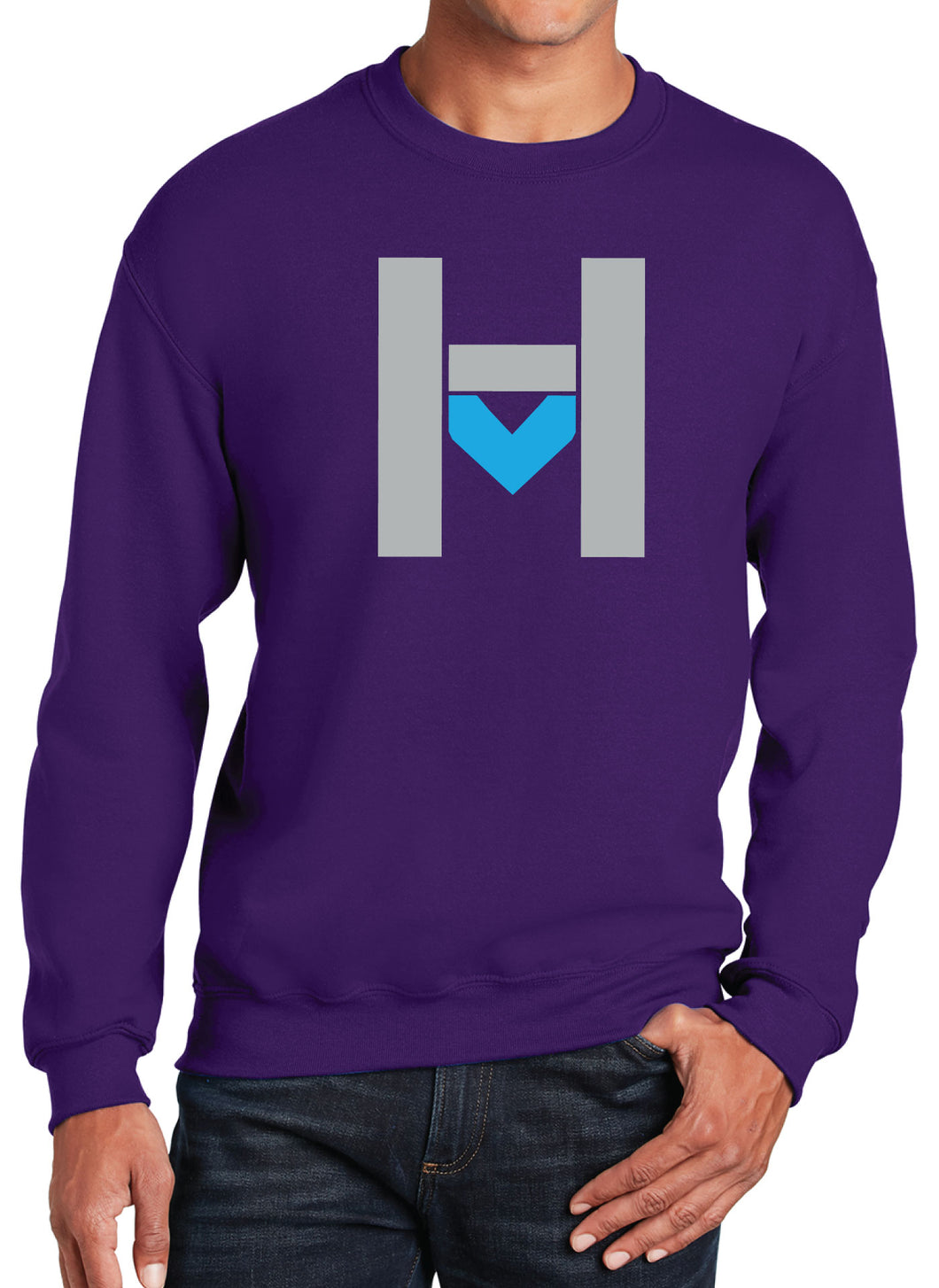 Classic H Logo Purple Fleece Crewneck Sweatshirt