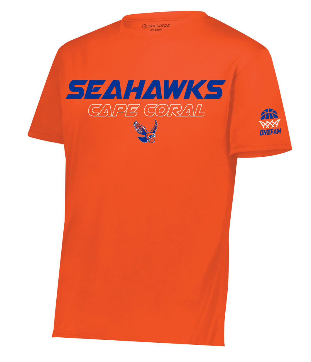 Performance Drifit Orange Short Sleeve Seahawk One Fam Basketball Shirt