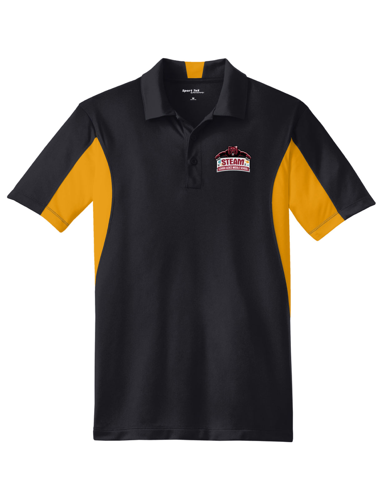 Polo Shirt Black with Gold Trim (Unisex Adult Cut)