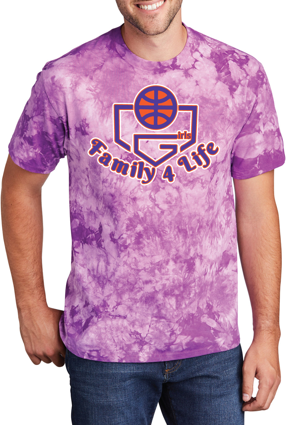 Crystal Purple Tie Dye Fam 4 Life Cotton T-Shirt